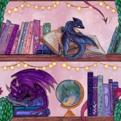 Pre-order Hazeltjes  Cute Bookcase Dragon pink organic jersey,November 2025